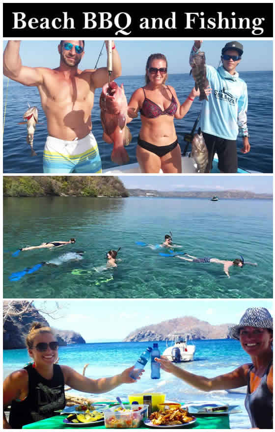 Beach BBQ and fishing combo tour in Guanacaste