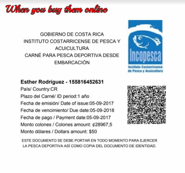 Costa Rica Fishing Licenses bought online
