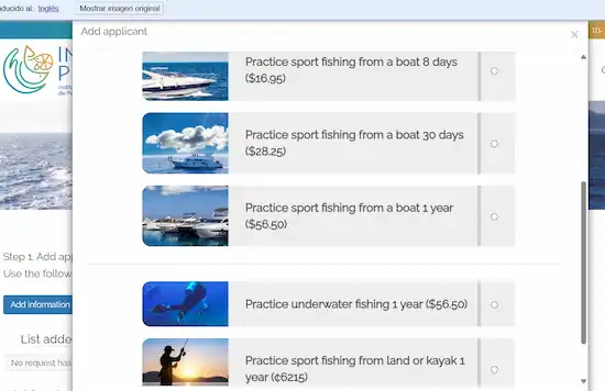 Type of Fishing License in Costa Rica