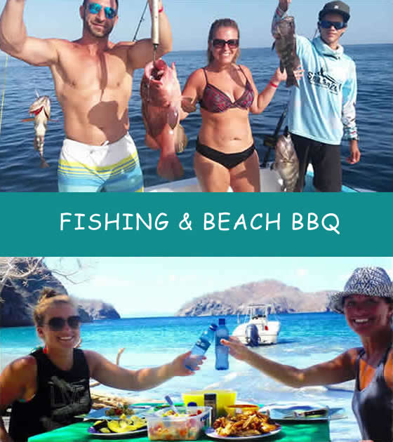 Beach BBQ and fishing combo tour in Papagayo