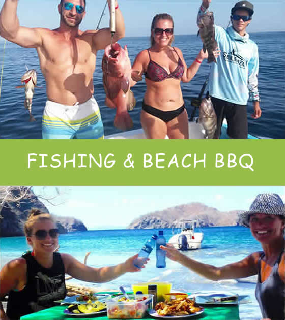 Beach BBQ and fishing combo tour in Papagayo